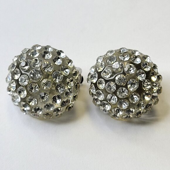Crystal Sphere Dome Clip On Earrings - Picture 1 of 4